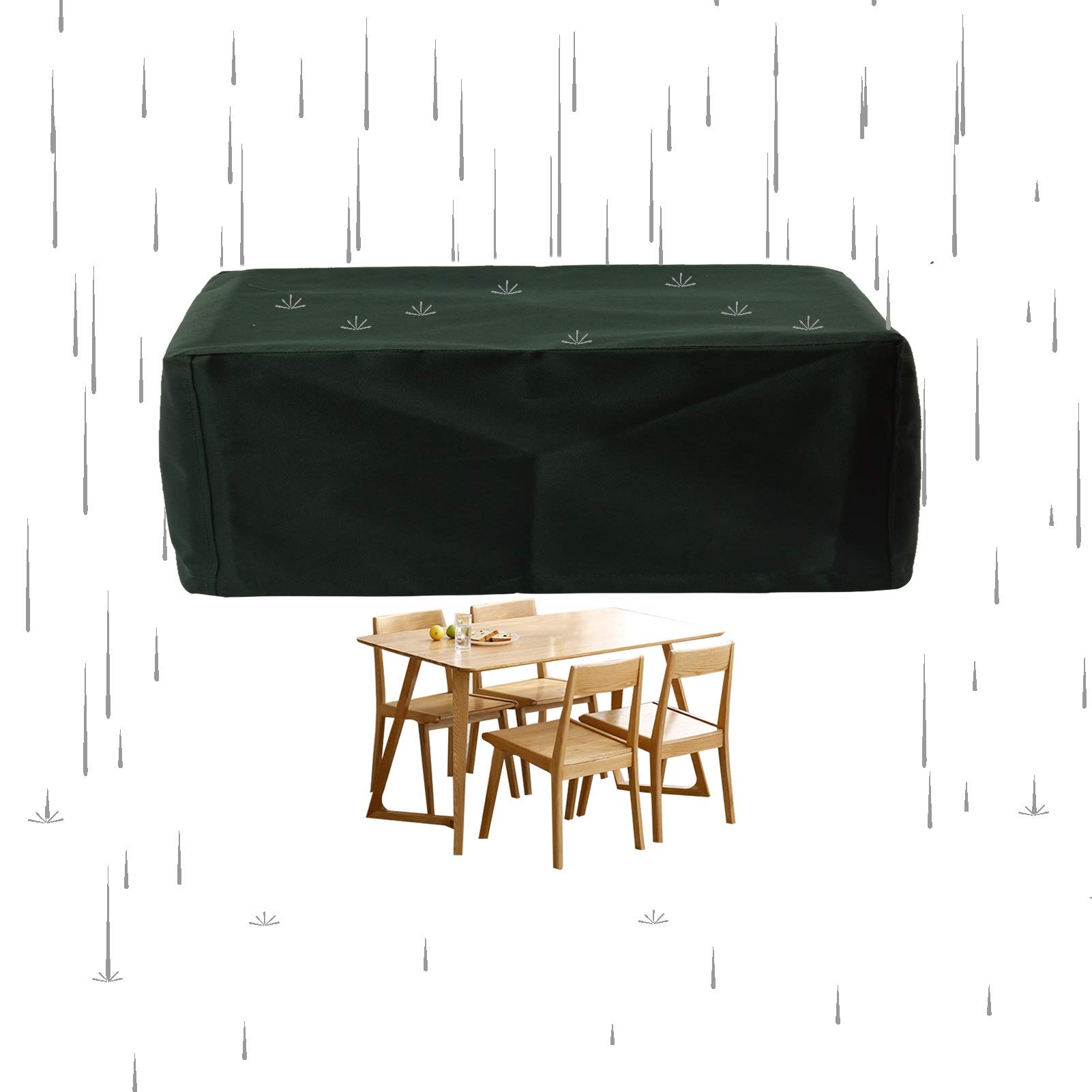 Copertura per mobili in rattan, copertura rettangolare antipolvere in tessuto Oxford 600 x 300 denari, impermeabile, traspirante, per interni ed esterni, divano, tavolo e sedie