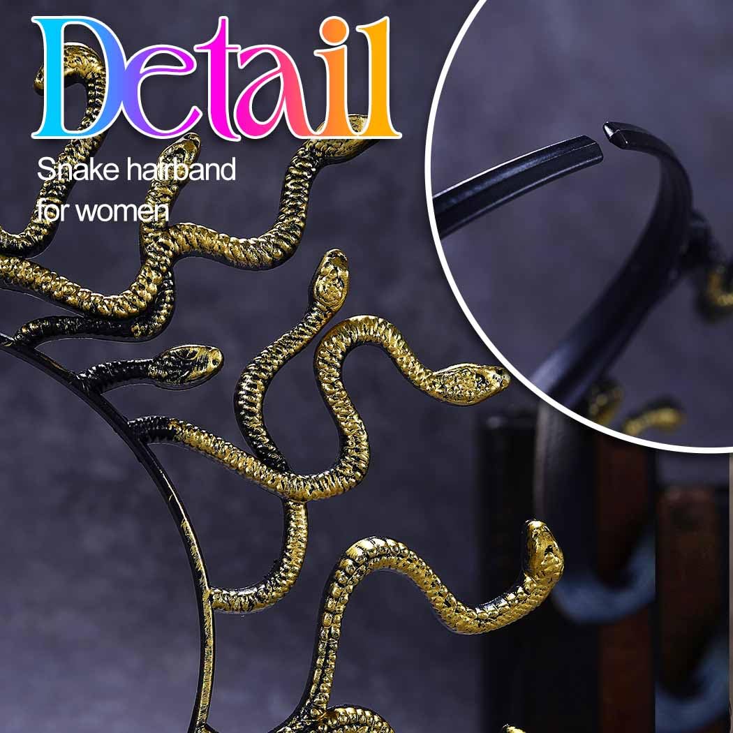 Fashband Medusa Snake Headband Greek Goddess Headbands Halloween Hair Accessories for Women (Gold, One Size) - Image 4