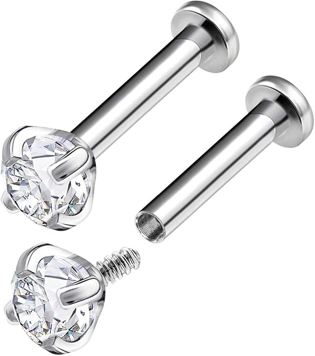 2PCS Steel Internally Threaded with tiny 2.5mm round 16g 1/4 6mm 4mm