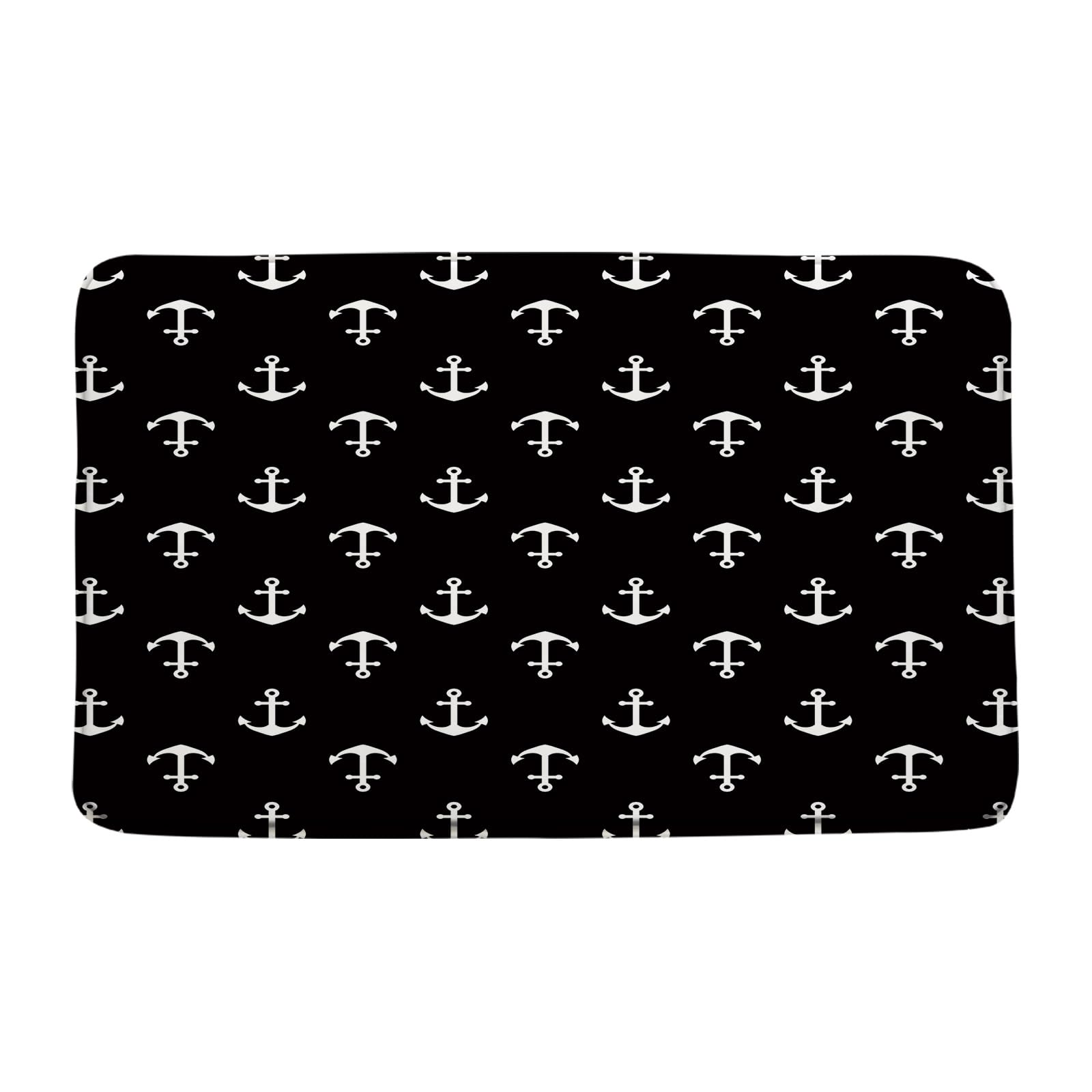 CCXTCZ Nautical Anchor Bath Mat Black White Ocean Lover Lover Beach Adventure Modern Simple Minimalist Fabric Bathroom Microfiber Memory Foam