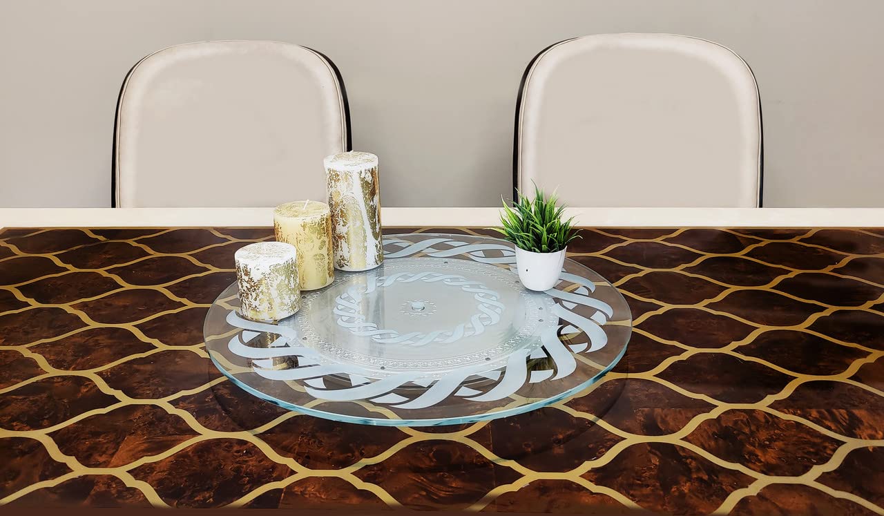 appeasy Glass Lazy Susan Turntable,Round Tabletop Rotating Tray Display Plate, Revolving Stand for Dining Table (Cardiff-Diameter-24inch) 3