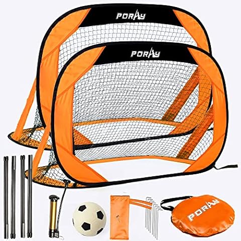 porayhut 4FT Pop Up Kids Soccer Goal and Ball Sets Portable Soccer Net for Training Easy Assembly with Compact Carrying Bag Gift Idea for Toddlers with Pump and 8 Stakes Cover