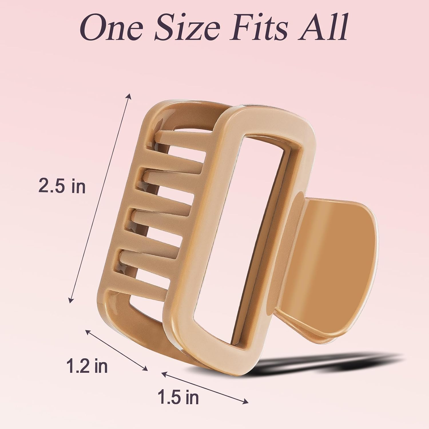 Soft Silicone Flexible 2PCS 2.16in Hair Claw Rectangle Bendable Strong Hold Cozy Hair Claw Clips for Thin Thick Hair(Brown+Khaki) image 3