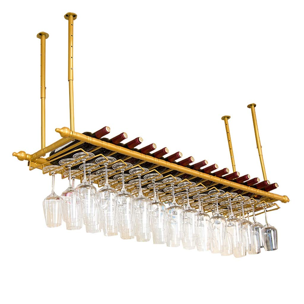 Casier à vin de restaurant de bar suspendu en métal avec porte-verre réglable en hauteur 80 cm