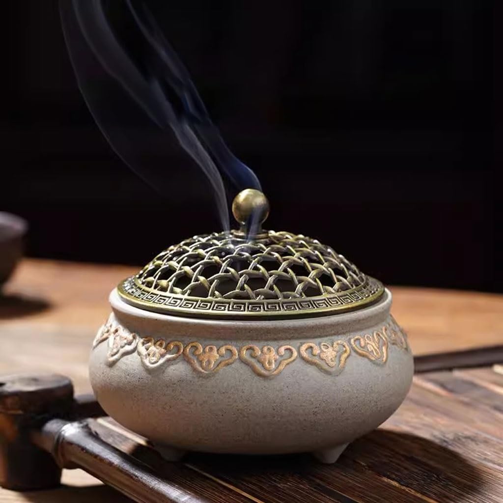 Räucherkegelhalter Kreativer Hohler Keramik-Räucherbrenner for Den Innenbereich, Sandelholz, Agarholz, Haushalts-Räucherstäbchen, Zen-Aromatherapie-Brenner Weihrauch Wasserfall