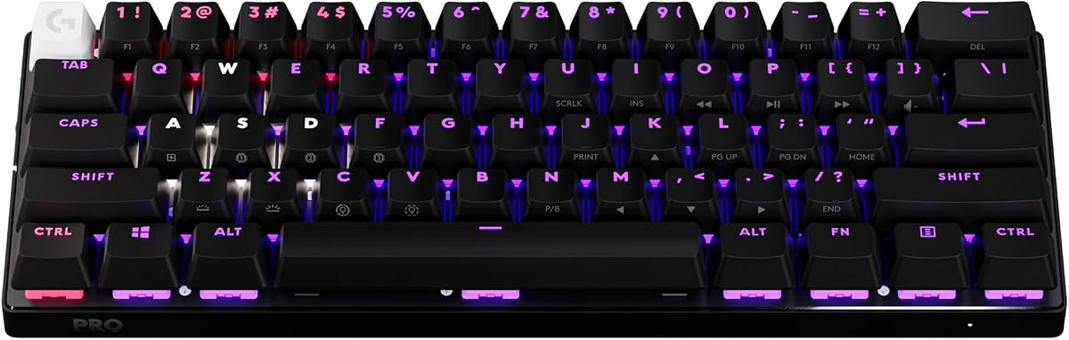 Logitech G PRO X 60% Wireless Gaming Keyboard (Tactile Optical) - Black | Lightspeed, ultra-compact TKL 60% mechanical, for Windows PC, LIGHTSYNC RGB, dual-shot PBT keycaps, optical switches