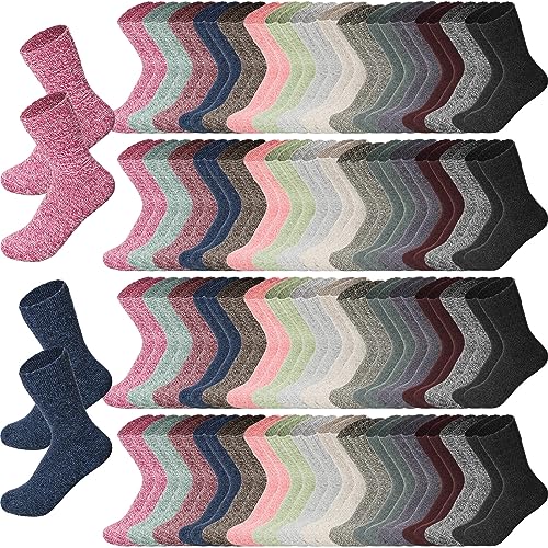 Toulite 50 Pairs Womens Wool Socks Bulk Warm Winter Thick Knit Thermal Socks for Women Men Christmas Gifts