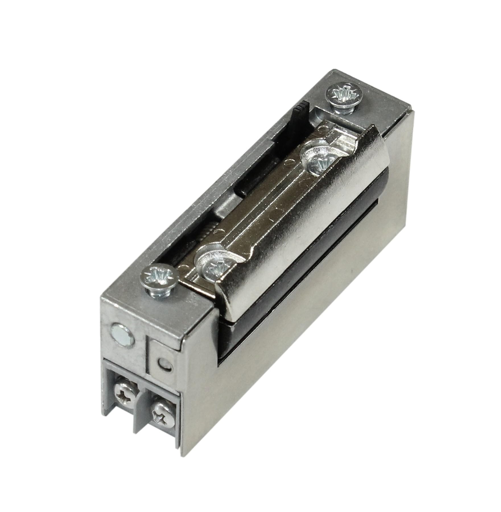 DENI Elektro-Türöffner 20181 schmale Bauweise mit Radiusfalle, mit Tagesentriegelung 12V AC/DC bzw. 100% ED bei 12V DC, Arbeitstrom, DIN Links/Rechts, incl. SN-TEC Befestigungsschrauben
