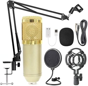BM800 Professional Suspension Microphone Kit Manufacturer Live Stream Recording Condenser Microphone Set Color Gold