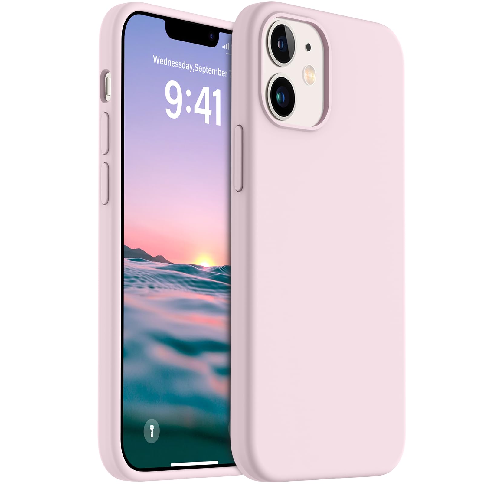 AOTESIER Shockproof Designed for iPhone 12 Mini Case, Food Grade Liquid Silicone Phone Case with [Soft Anti-Scratch Microfiber Lining] Drop Protection