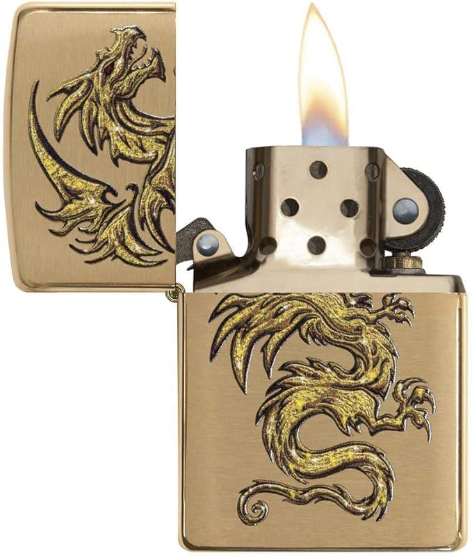 Encendedor Zippo Dragon Design Brushed Brass miniatura 3