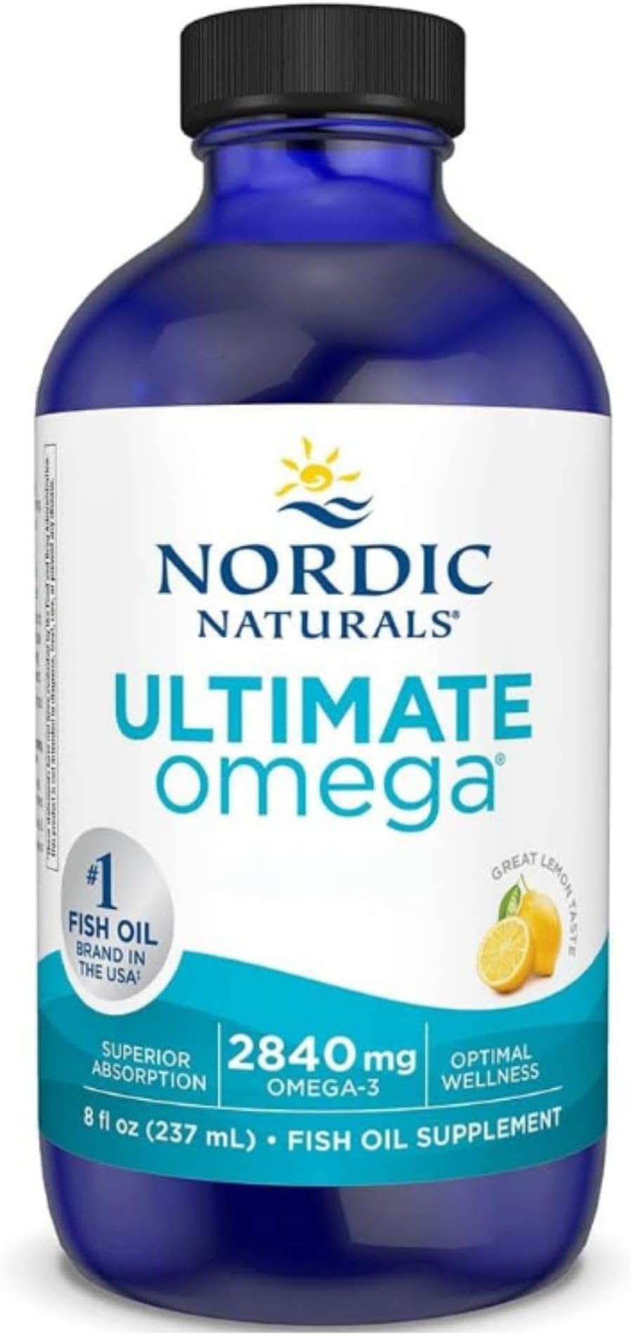Ultimate Omega 2840mg, Omega 3 Fish Oil Supplement with EPA and DHA, Lemon Flavour, 119ml, Lab-Tested, Soy Free, Gluten Free