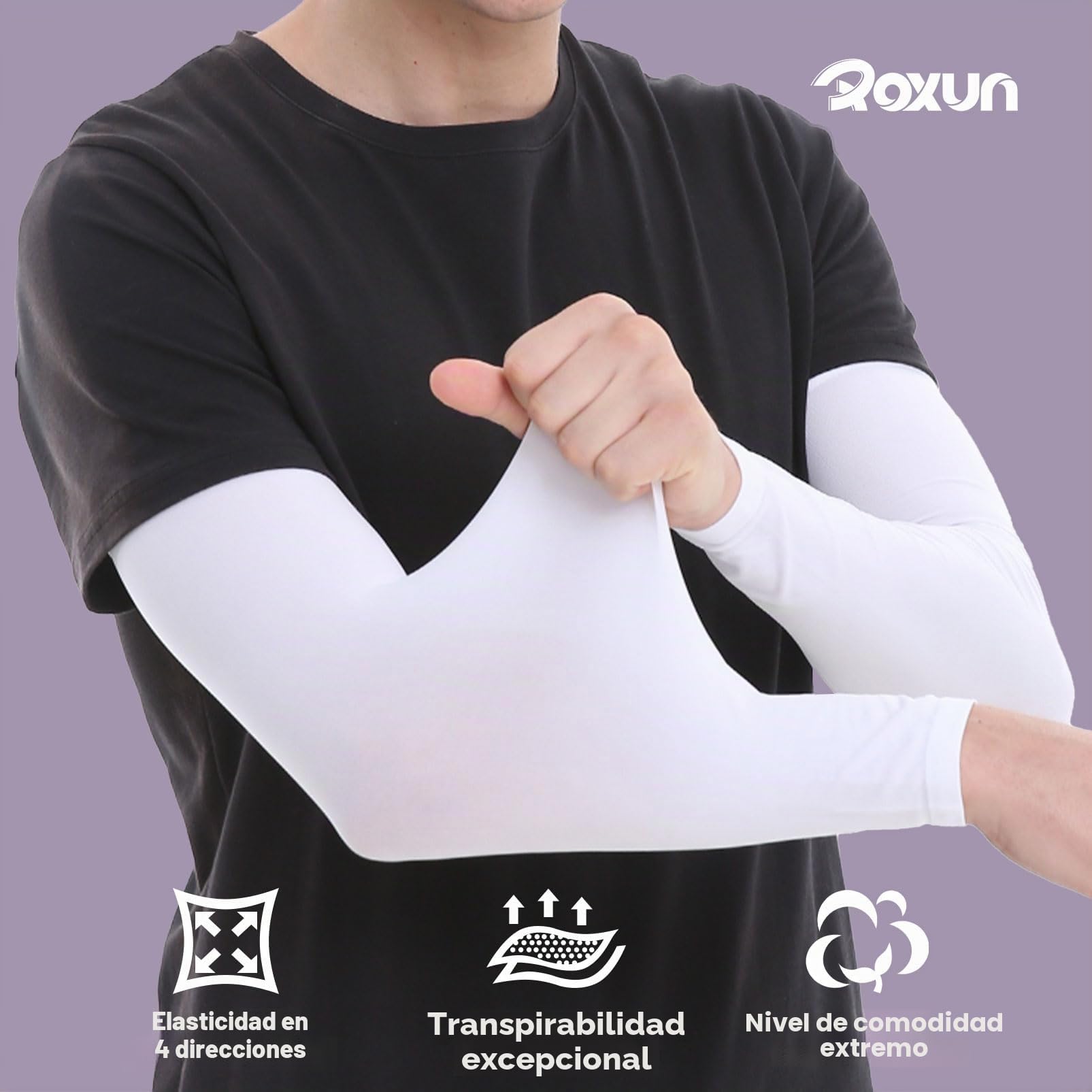 ROXUN 4 Pares Mangas para Brazos Protección Sol Manguitos Running Hombre Mujer Manga Compresión Ciclismo Voleibol