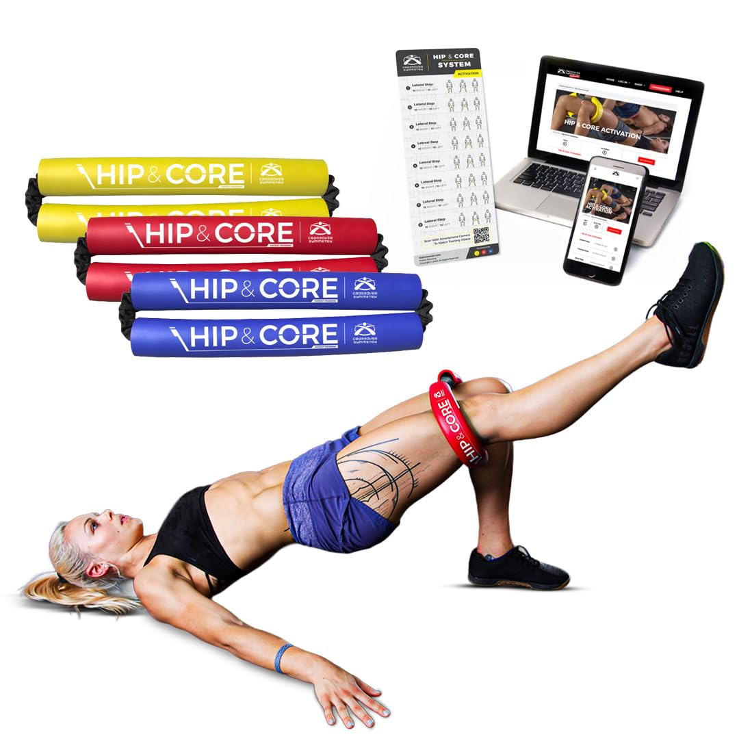 Crossover Symmetry Hip & Core System - Loop Resistance Home Workout Bands to Stretch and Strengthen Legs, Butt, HIPS, Thighs and Glutes, Includes