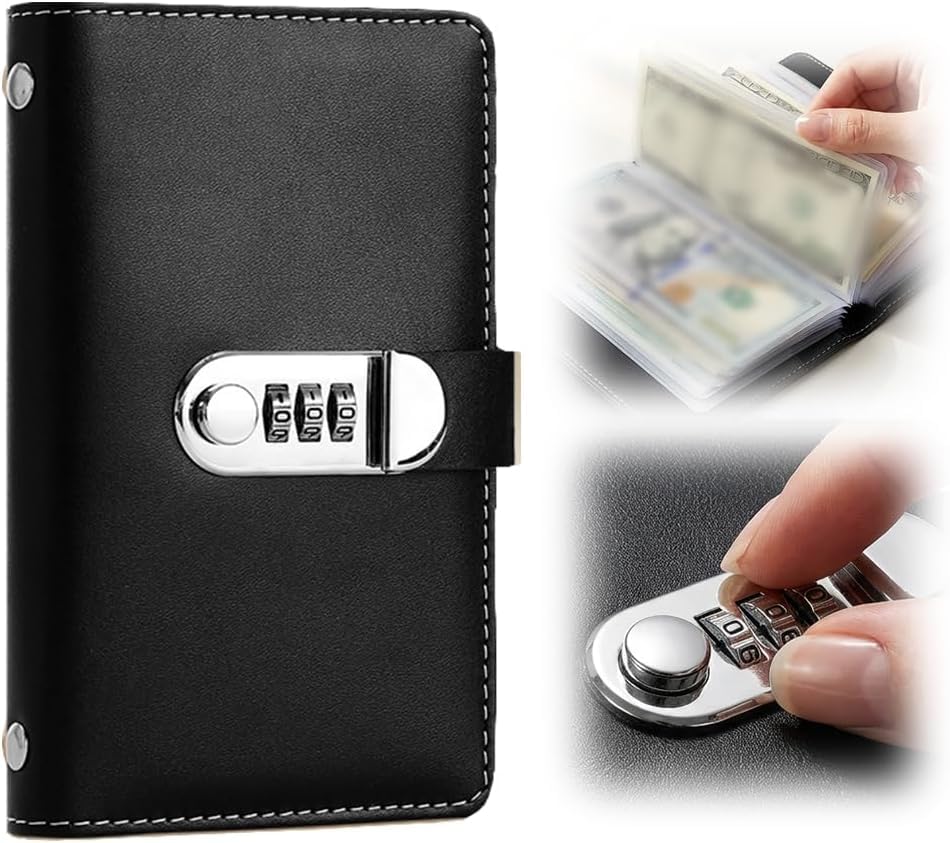 100 Envelope Savings Challenge Book with Password Lock, Black
