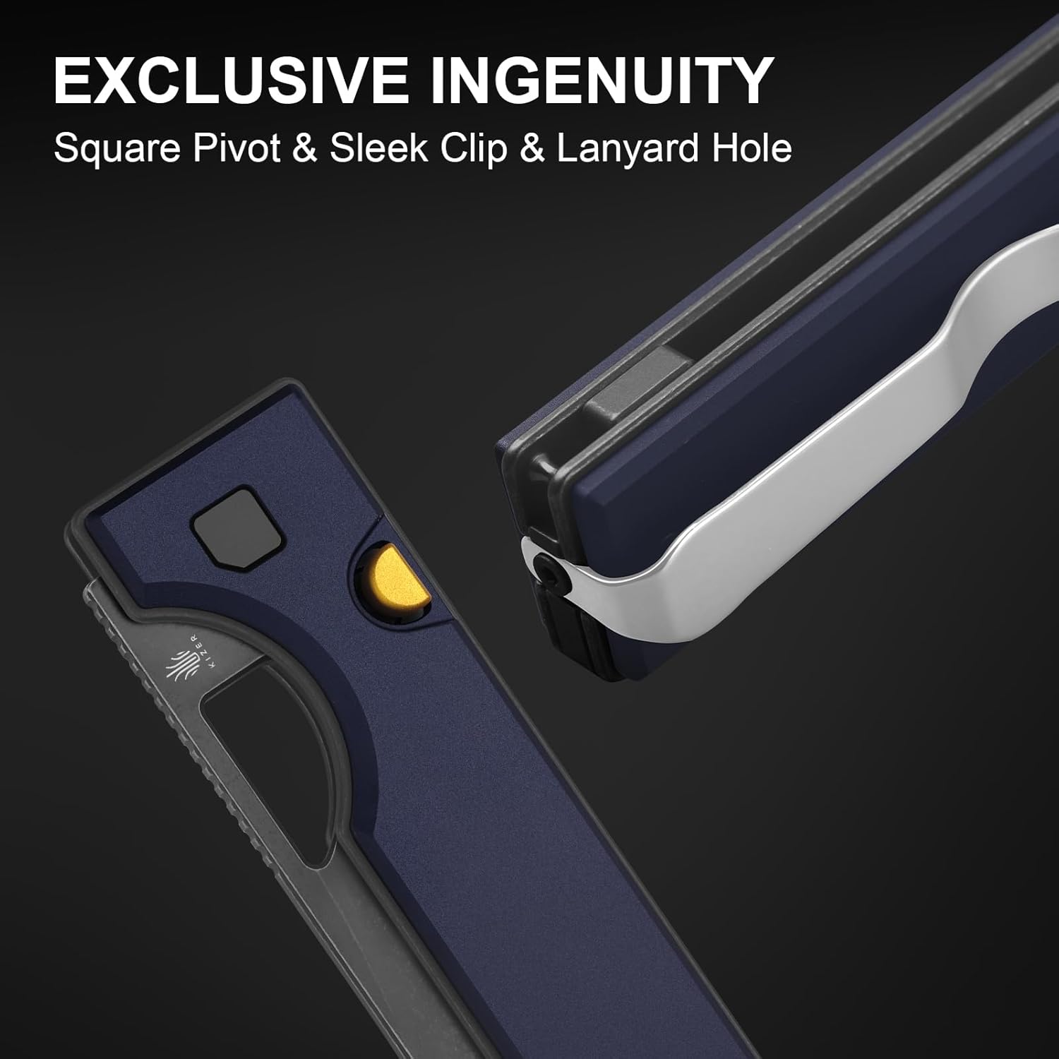 Kizer Little Ringbo Pocket Knife, 2.95" AEB-L Steel Drop Point Folding Knife with Blue Aluminum Handle, Thumb Hole Opener Button Liner Lock, EDC knives for Camping Hiking V3708A3
