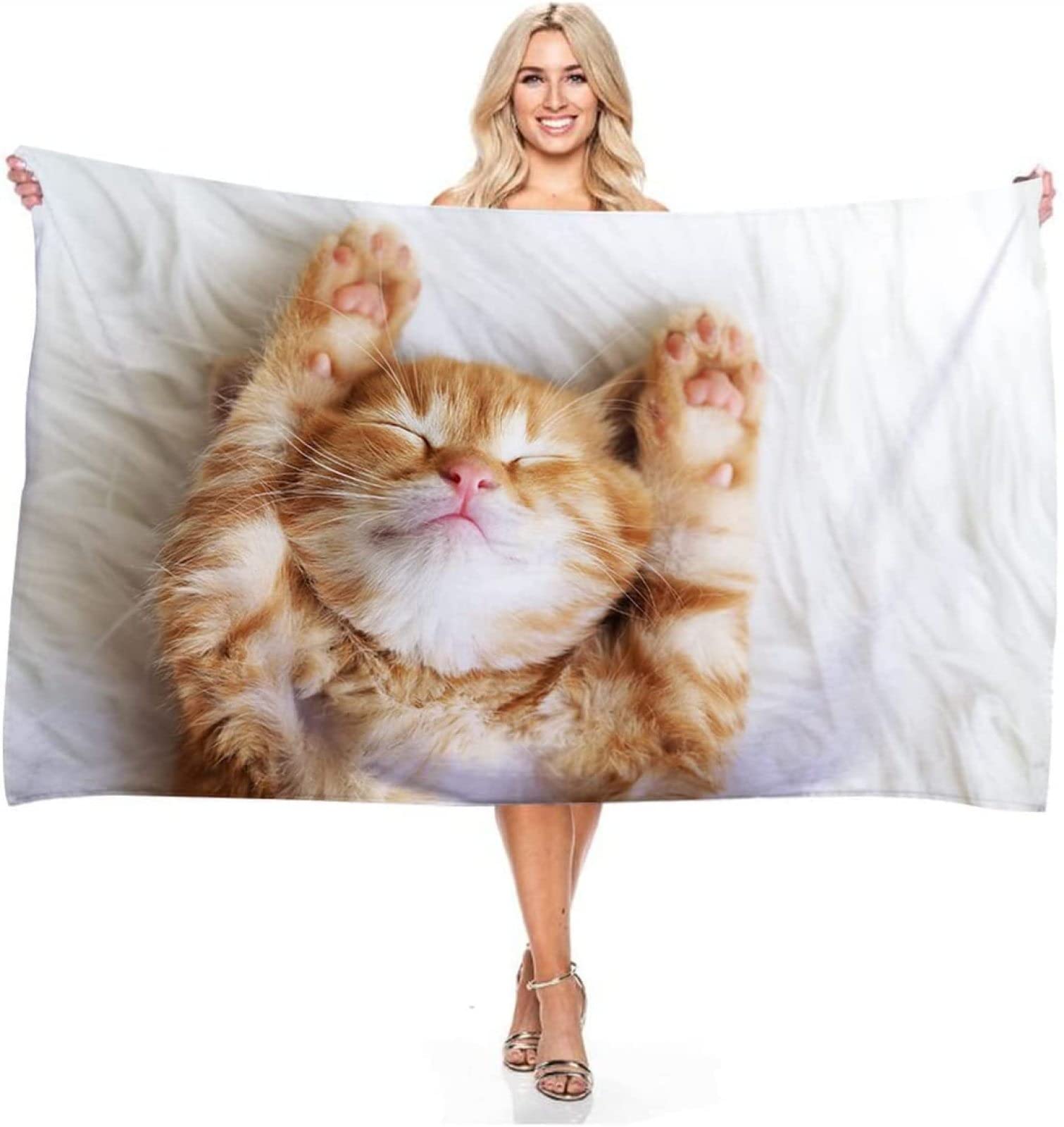 Serviette de Plage 3D Chat de Compagnie, Serviette De Bain 200x200 cm en Microfibre à Séchage Rapide, Coton, Serviettes de Plage Enfant Femme Homme Drap De Plage pour Natation Picnic