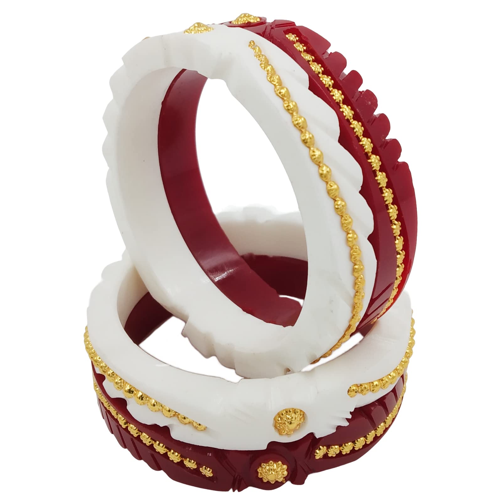Tanvi J Gold Plated Acrylic Shakha Pola Bangles For Women (Red And White, 2-4) (B0B7P8W3WG) Amazon Price History, Amazon Price Tracker