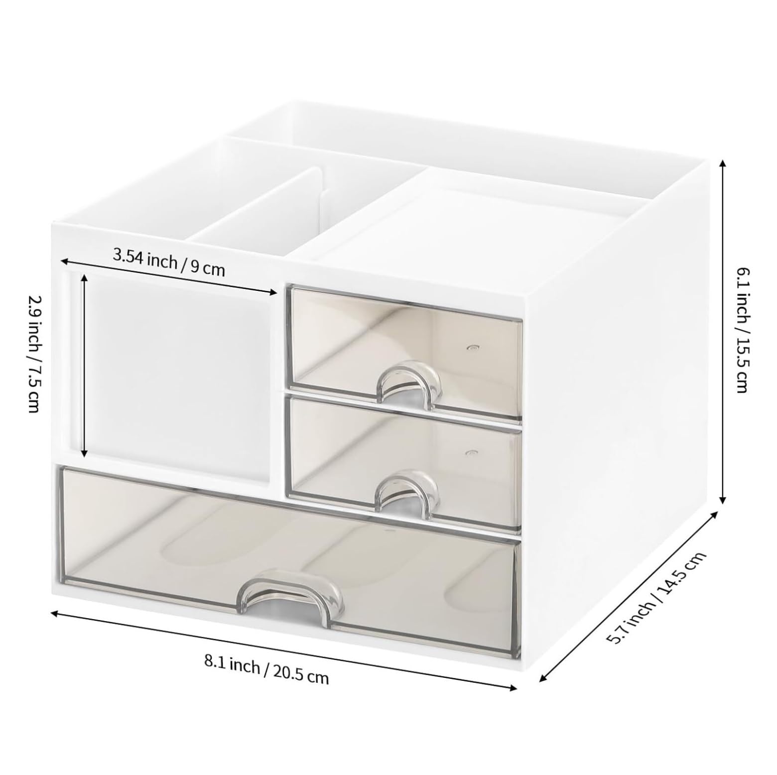 Organizzatore Scrivania Organizer da Scrivania Multifunzione con Cassetti in Plastica per Cosmetici, Trucco E Vanità, per Riporre Oggetti Ufficio