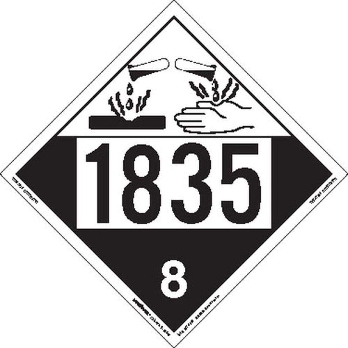 LabelmasterZEZ41835 UN 1835 Corrosive Hazmat Placard, E-Z Removable Vinyl (Pack of 25)
