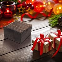 Vista 4 de Small Slide-Top Wood Boxes Tiny Storage Organizer Craft Box with Slide Lid Square Wood Jewelry Box Heavy Carbonization Gift Box for Decorative