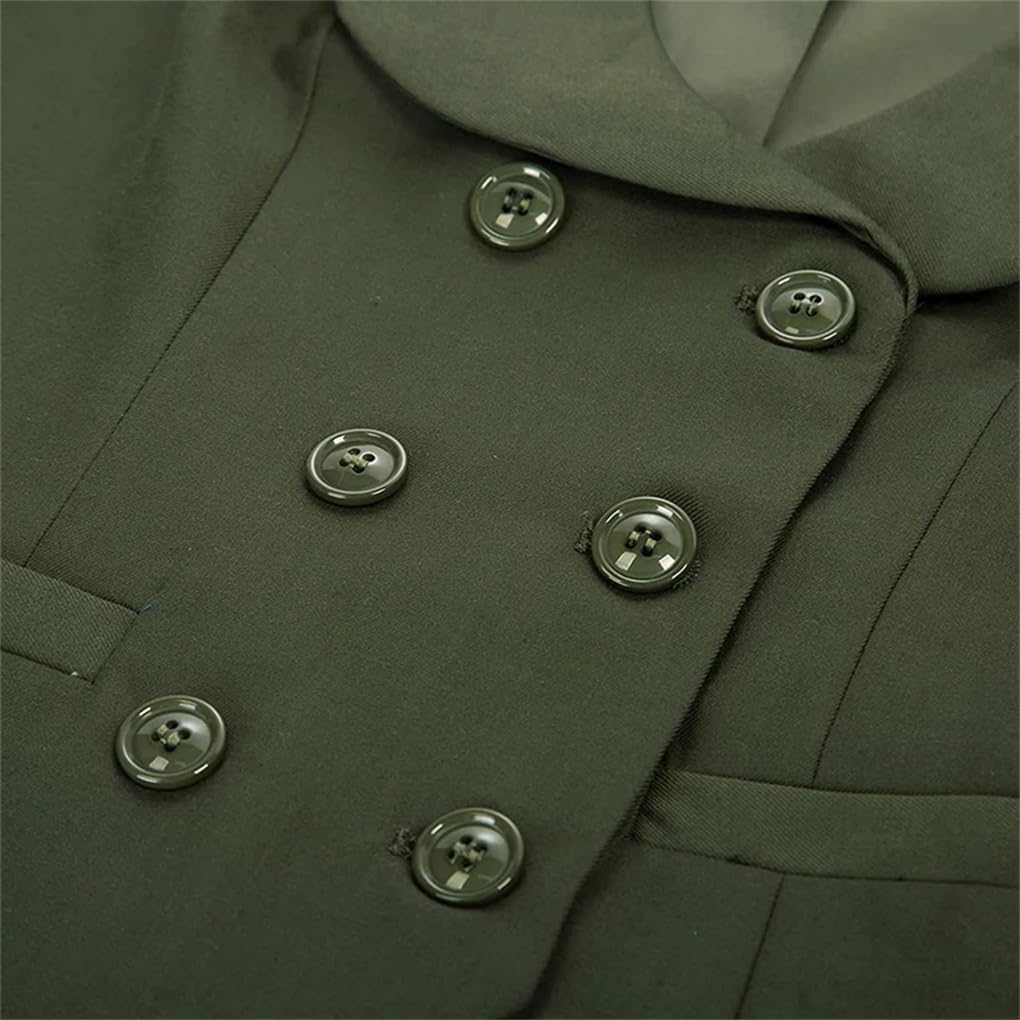 Chaleco para mujer, cuello de solapa, doble botonadura, elegante, chaleco de negocios, oficina, ropa de trabajo formal
