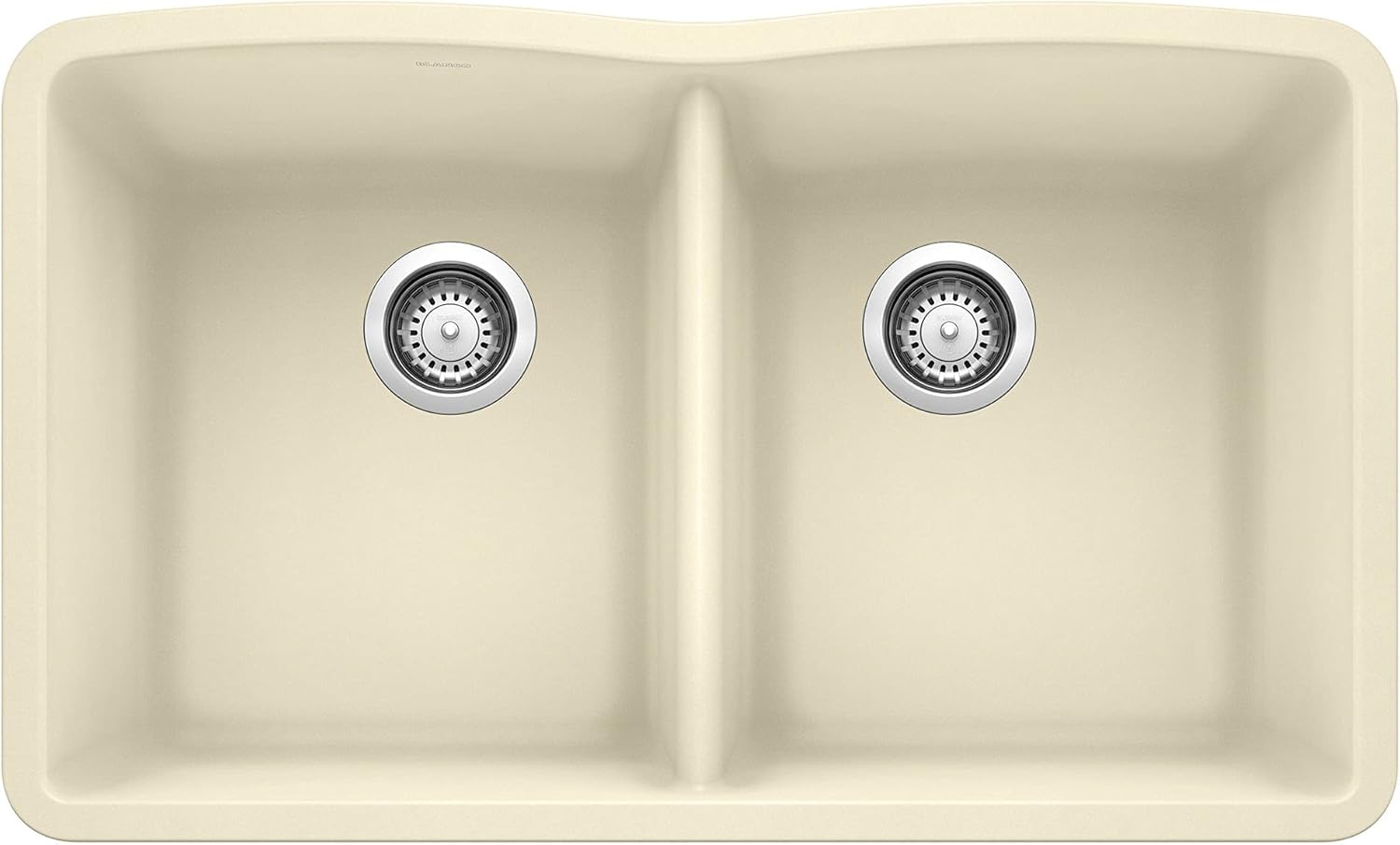 BLANCO 440186 Diamond Silgranit 50/50 Double Bowl Undermount Kitchen Sink, 32'' x 19-1/4'' x 9-1/2', Biscuit