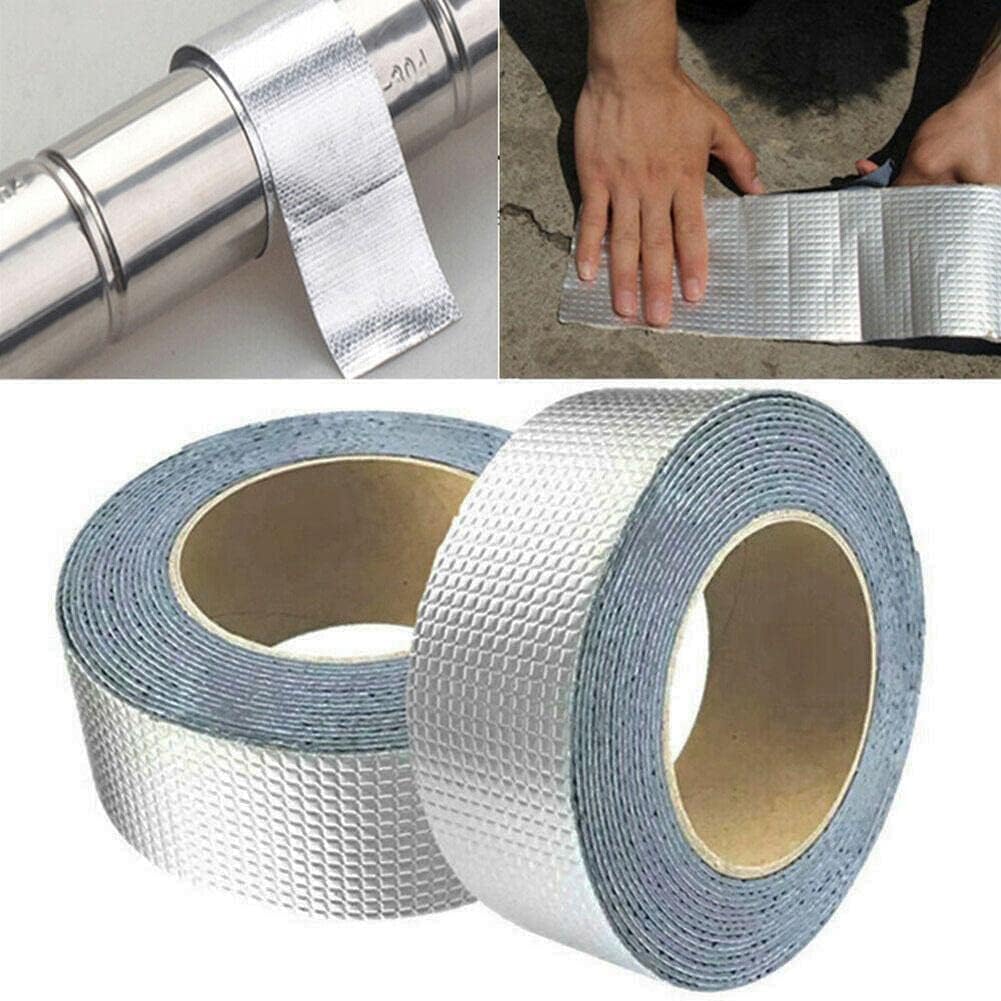 iYOGIzz Waterproof Repair Tape for Pipe Leakage Roof Water Leakage Solution Aluminium Foil Tape Waterproof Adhesive Sealing Butyl Rubber Tape for Surface Crack (5m x 2in) 4