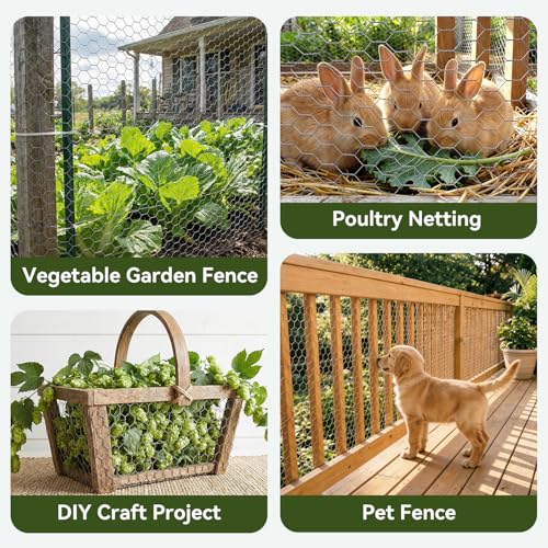 Chicken Wire 13.7 in x 236 in Poultry Wire Netting + 100 Ties Hexagonal Galvanized Mesh Garden Fence Barrier for Craft Projects Pet Rabbit Fencing - image 5