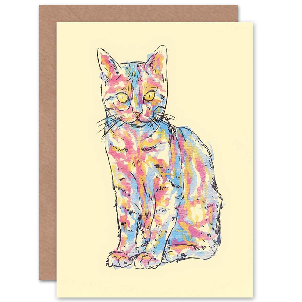 Wee Blue Coo PAINTING WATERCOLOUR ANIMAL BIRD NATURE PET CAT KITTEN ART GREETINGS CARD