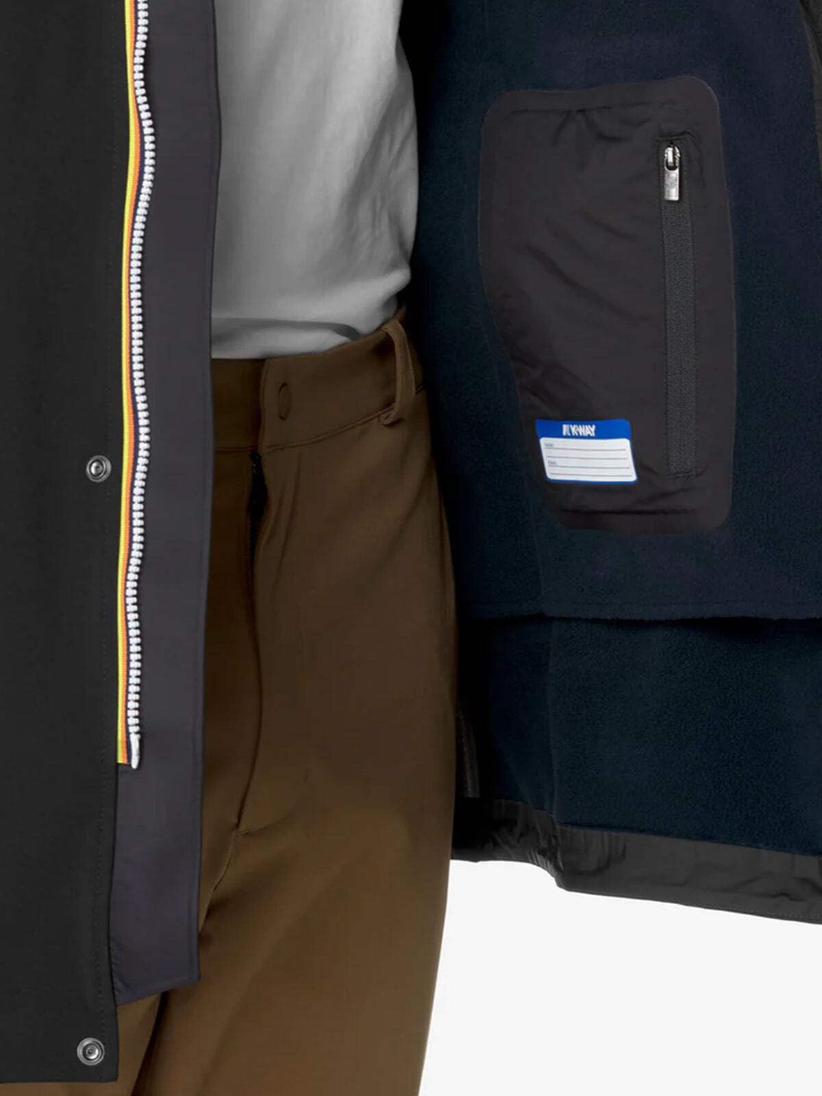 K-Way Giubbotto Lungo uomo, modello MARLYN BONDED realizzato in poliestere, dal Fit Regular, colore nero-blu scuro