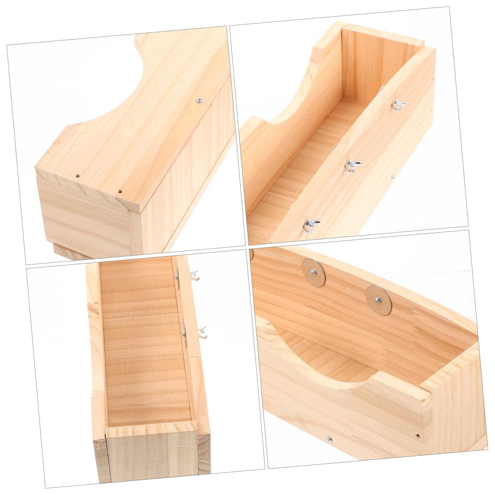 DOITOOL Holz Heuraufe mit Fixator für Kleinen Nager und Hamster Stabiles Kaninchengestell zur Befestigung im Käfig für Trockenfutter und Heuzuführung