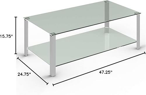 Miniatura 10 de Cortesi Home Melissa - Mesa auxiliar de cristal con doble estante, 20 pulgadas, color plateado