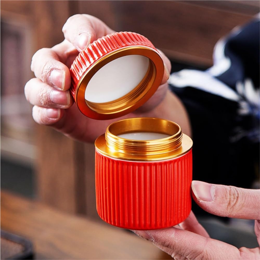 SDdPulse Serbatoio di stoccaggio del tè in ceramica Bulk Barattolo di stoccaggio del tè per la casa Piccolo barattolo rotondo barattolo sigillato Set da tè retrò Set creativo di cinque barattoli Set