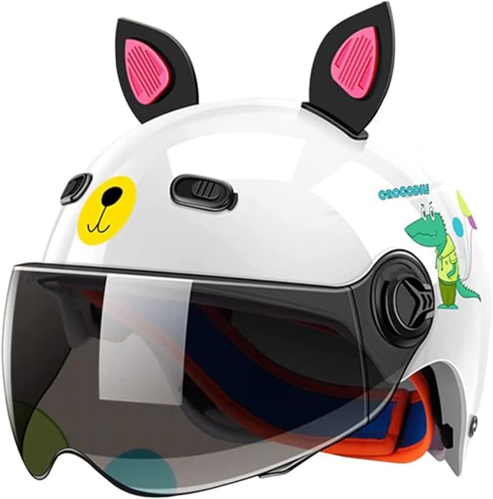 Niedlicher Kinder-Fahrradhelm, Offener Helm Im Cartoon-Stil Für Jungen Und Mädchen Mit Visier, DOT-Geprüfte Jugend-Neuheit, Kleiner Helm Für Roller, Cruiser, Motorradunfal A,48-52cm Auto & Motorrad