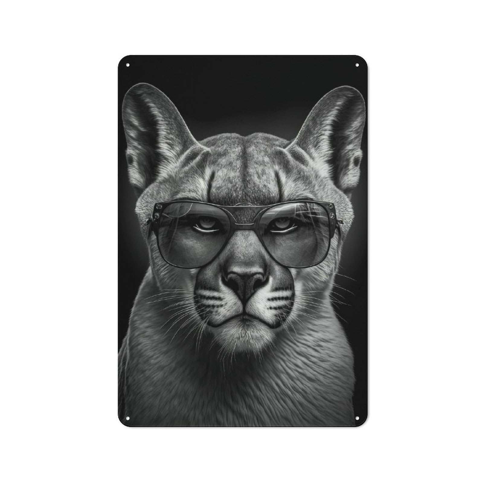 Portrait of A Cougar Retro Metal Wall Decor 30x20cm, Vintage Metal Sign for Cafe, Pub, Workshop Or Home Bar