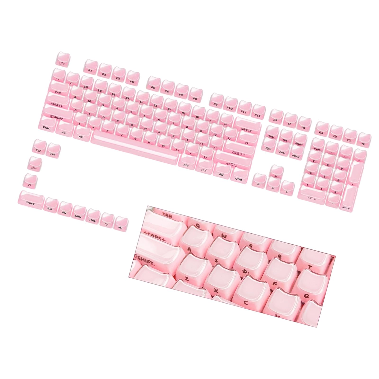 Clavier de Jeu Mecanique sans Effacement - Keycap Chat 119 Touches Impression Laterale - 8
