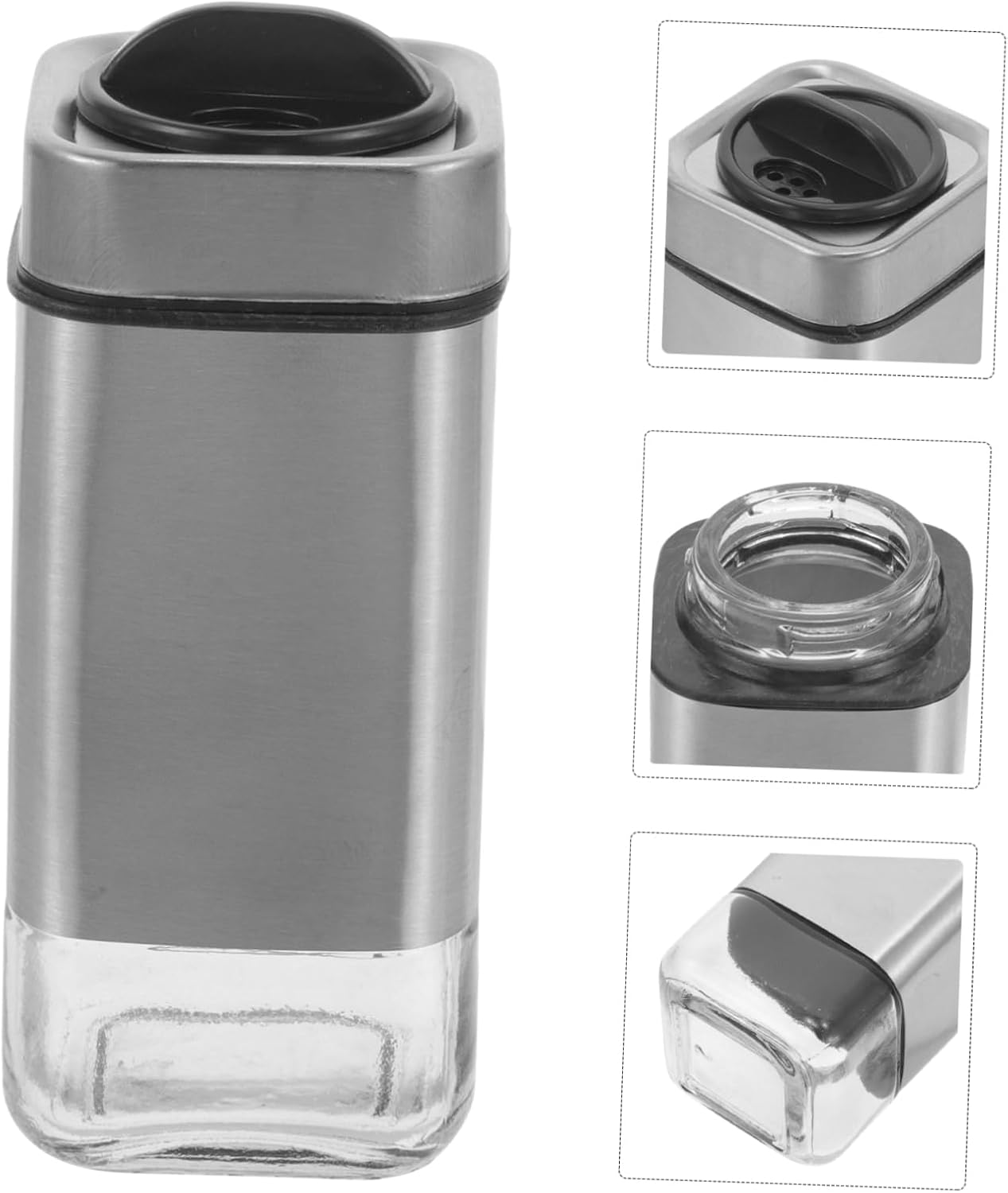 2pcs Stainless Steel Salt Pepper Dispenser Precise Salt Shaker Adjustable Pour Holes Easy to Clean