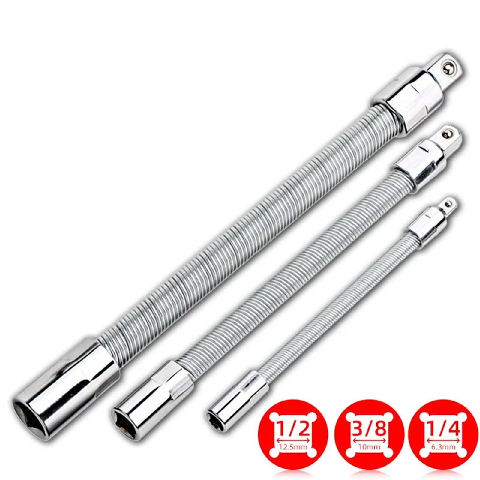 Prolunga Flessibile per Manicotti Chiave a cricchetto con bussola flessibile da 1/4", 3/8", 1/2", barra di prolunga, attrezzo regolazione manuale(1-2)