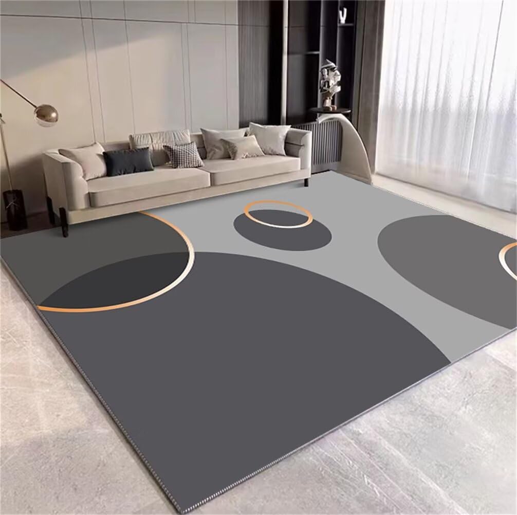 Tapis de salon élégant et durable motif moderne géométrique gris