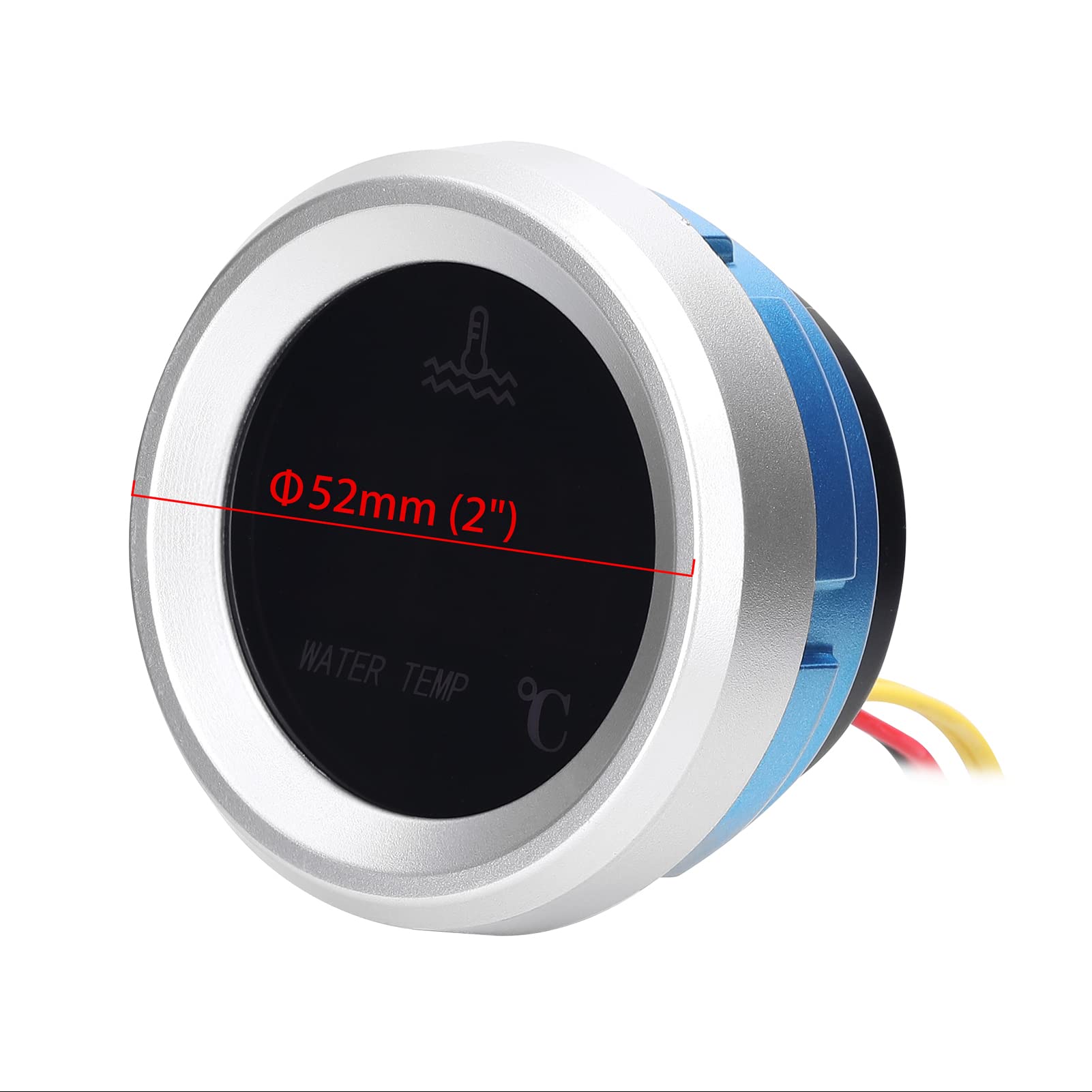 9-36 V Jauge de température de l'eau de 52 mm, compteur numérique de voiture, écran LED avec fonction d'alarme et capteur de température