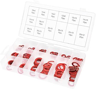 150Pcs Fiber Washer Insulation Red Fiber Washers Fibre Washers Flat Washer Assortment 14 Sizes Red Flat Ring Washers Assortment Kit Steel Paper Sealing Washers Set