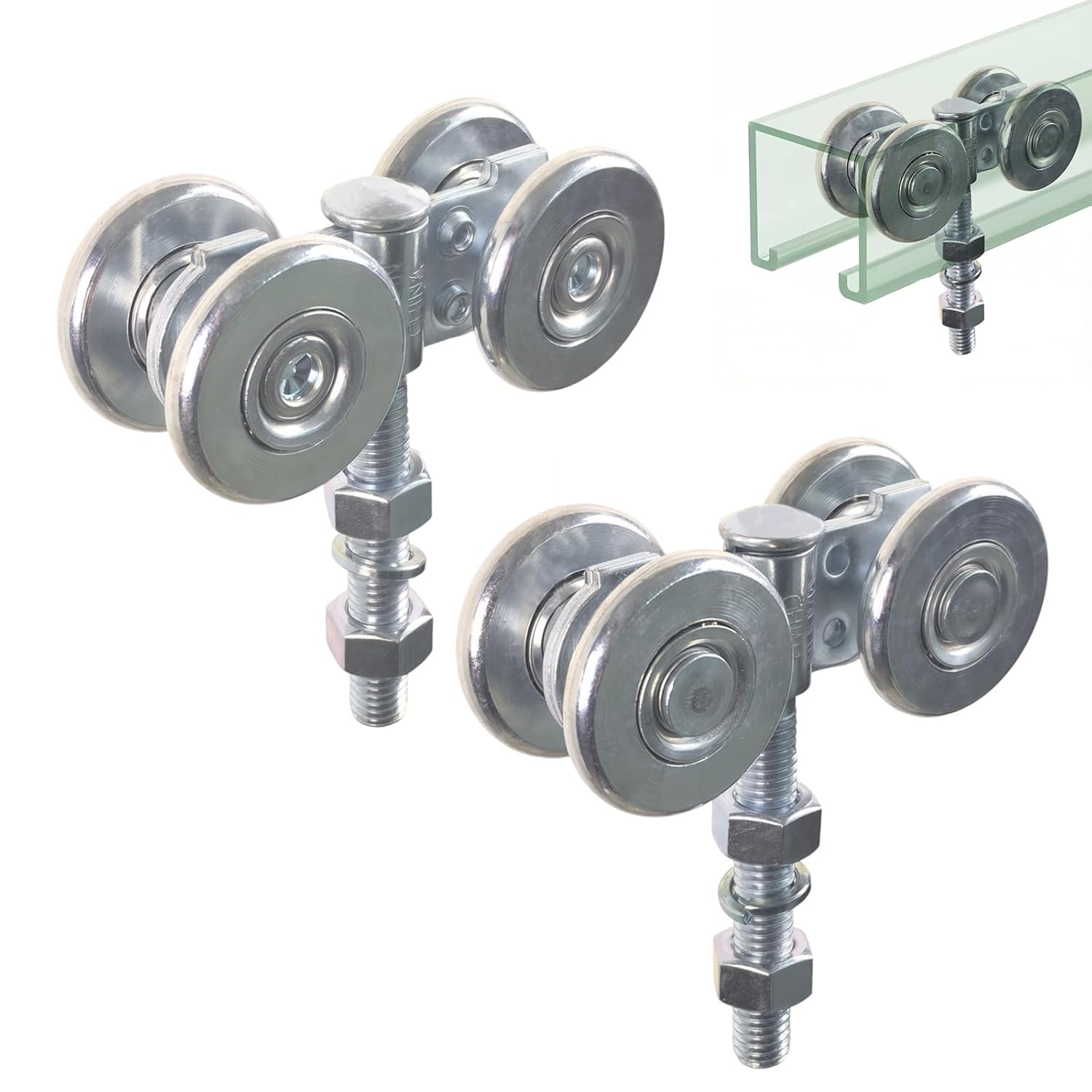2PCS YUEBM Track Roller Wheels Accessory Parts of The Beam Trolley System Used with Box Rail Strut Channel to Mount Heavy Barn or Shed Sliding Doors