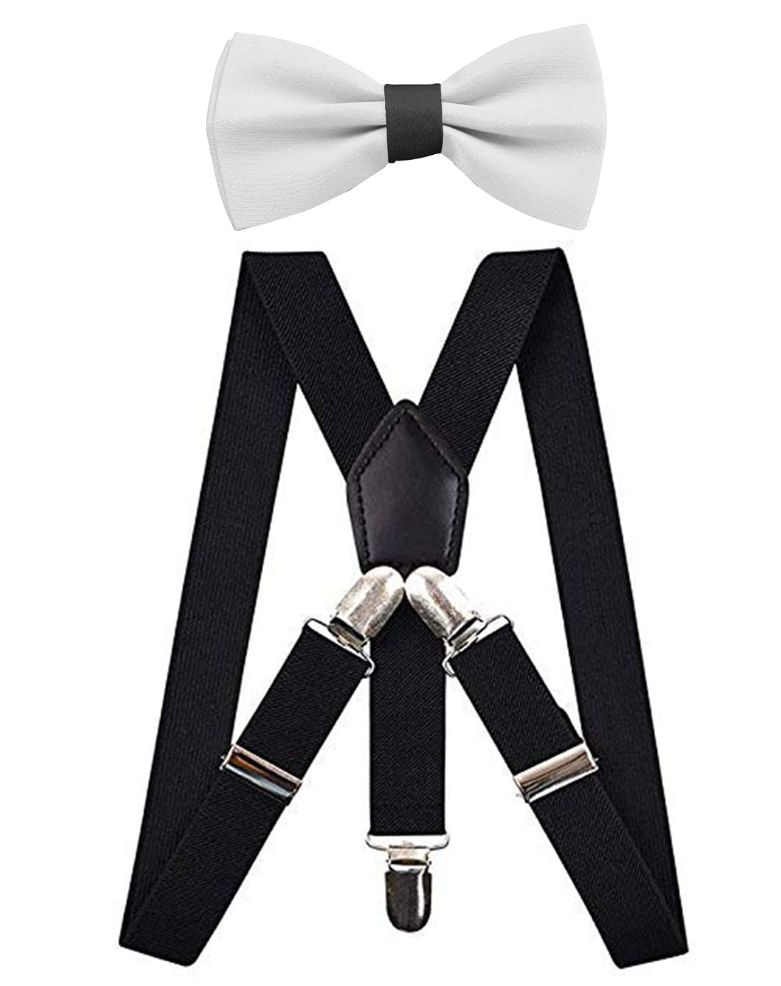 RR design suspender and bow tie set for men, infants, boys kids black