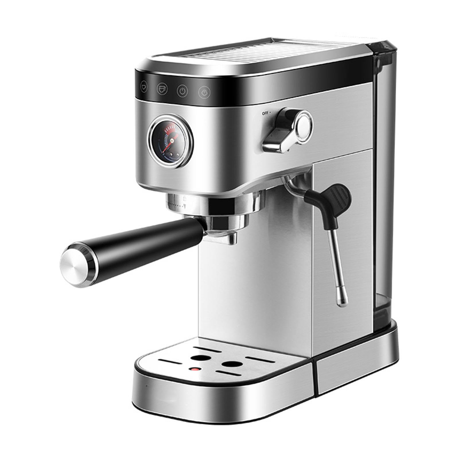 Cafetera Espresso Profesional de 20 Bares, Cafetera Espresso de Acero Inoxidable con Varilla de Vapor Espumador de Leche y Manómetro, Cafetera Compacta