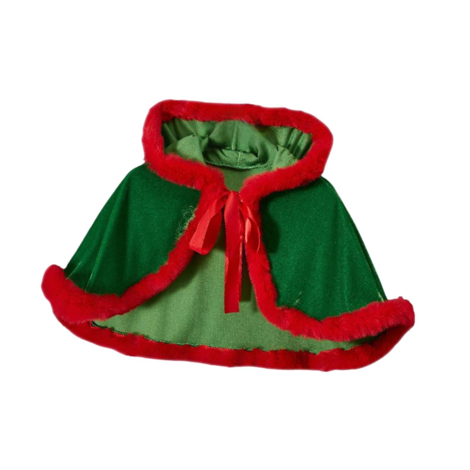 Hooded Cape Cloak Short Shawl Xmas Celebrations Costume Accessory Green-Clothing & Accessories-Women-Western Wear-Ponchos & Capes-image-2