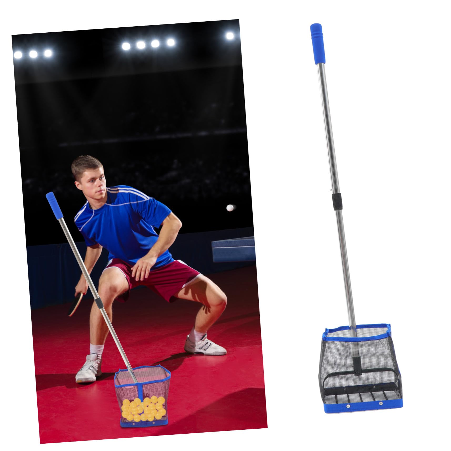 Recogedor de Balones de Tenis de Mesa de Nylon Diseño Ajustable y Fácil Almacenamiento para Entrenamiento y Partidos de Tenis de Mesa