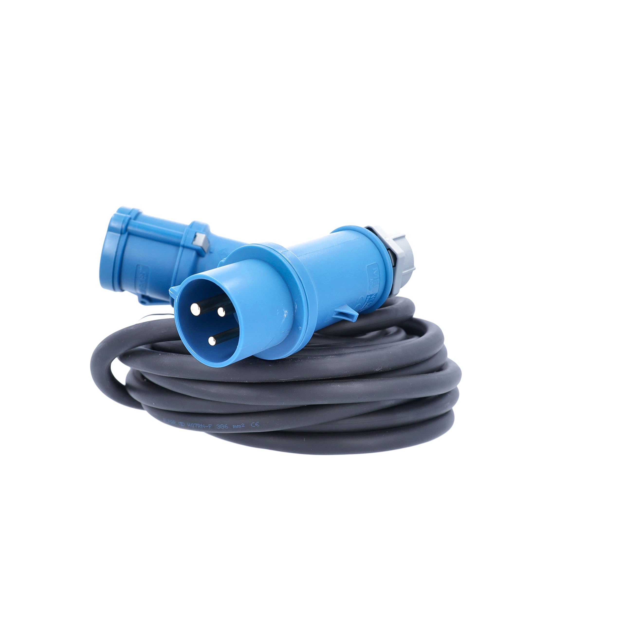 as - Schwabe Rallonge CEE 5 m H07RN-F 3G6, fiche CEE et couplage CEE 230 V/32 A/3 Broches/6 h, câble d'extension CEE pour l'extérieur, fabriqué en Allemagne, IP44, Noir, 63280