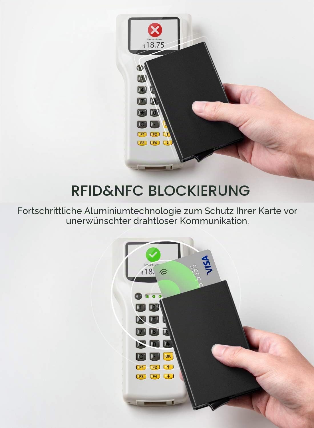 VULKIT Kartenetui Metall mit RFID NFC Schutz Karten Geldbörse Herren Geldbeutel Doppelt Karten Etui für 10 Karten