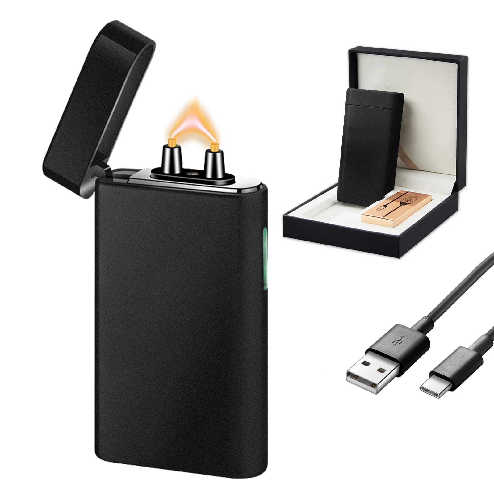 Skrfire Noble Matte Electric Windproof Lighter Flame Electric Lighters Plasma Flame Lighters Rechargeable Usb Lighter With Battery Indicator(Matte Black)